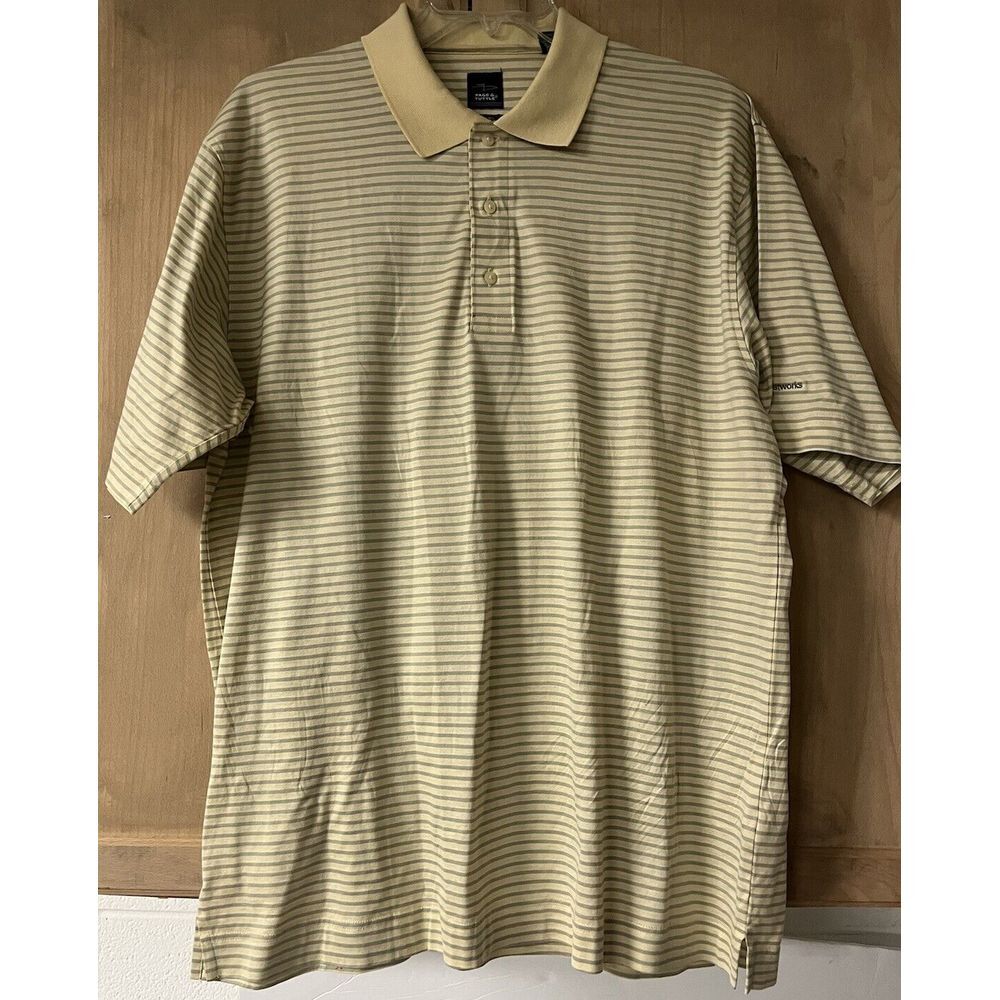 Paige & Tuttle Golf‎ Polo XL Striped Yellow And Beige Fed Ex Logo